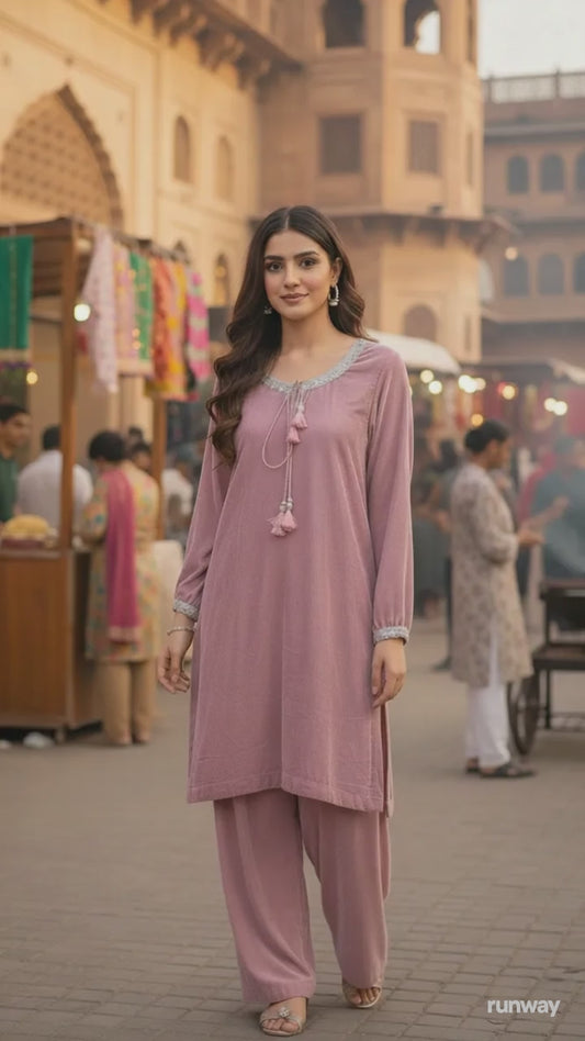 Dusty Rose Micro Velvet 2-Piece – Winter Luxury Collection